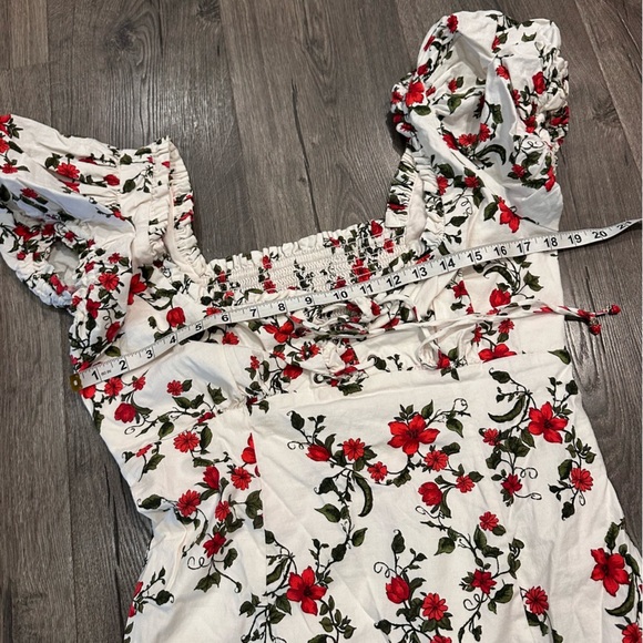 New Anthropologie Puff Sleeve Smocked Dress L Cottagecore Floral Midi Maeve - Picture 10 of 14